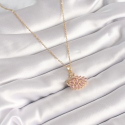 316L Çelik Gold Renk Zincir Pembe Zirkon Taşlı Kuğu Model Kadın Kolye
