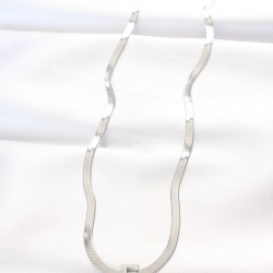 316L Çelik F Harfli Silver Renk İtalyan Zincirli Kolye