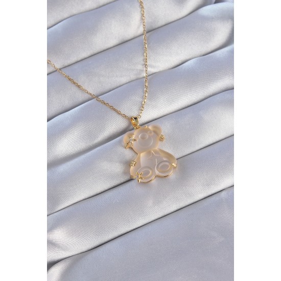 316L Çelik Zincirli Gold Renk Zirkon Taşlı Teddy Kolye 316L Çelik Zincirli Gold Renk Zirkon Taşlı Teddy Kolye