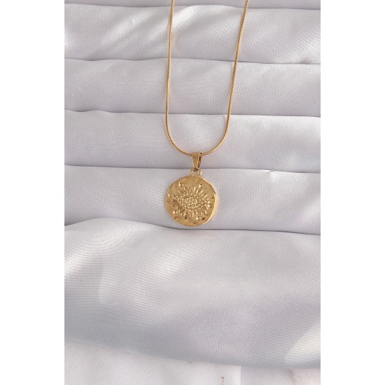 316L Çelik Gold Renk Ezme Plaka İşlemeli Vintage Kolye 316L Çelik Gold Renk Ezme Plaka İşlemeli Vintage Kolye