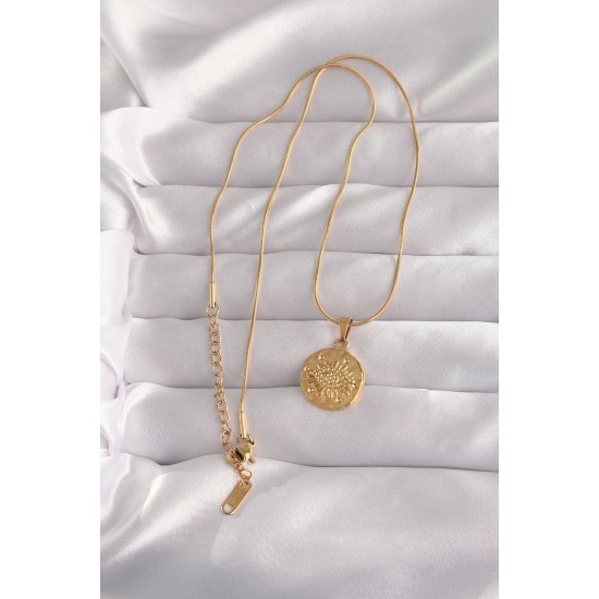 316L Çelik Gold Renk Ezme Plaka İşlemeli Vintage Kolye 316L Çelik Gold Renk Ezme Plaka İşlemeli Vintage Kolye