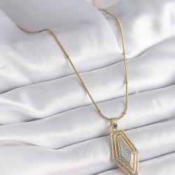 316L Çelik Gold Renk Zirkon Taşlı Vintage Model Kadın Kolye