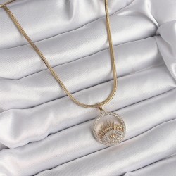 316L Çelik Gold Renk İtalyan Zincir Zirkon Taşlı Göz Model Kadın Kolye