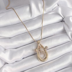 316L Çelik Gold Renk Zincir Zirkon Taşlı Damla Model Kadın Kolye