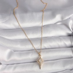 316L Çelik Gold Renk Zincir Zirkon Taşlı Kuzey Yıldızı Model Kadın Kolye