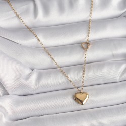 316L Çelik Gold Renk Zincir Kalp Detay Figür Kadın Kolye