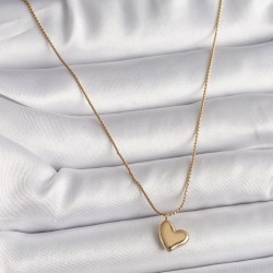 316L Çelik Gold Renk Zincir Kalp Figür Kadın Kolye