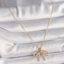 Pirinç Gold Renk Kurdele Model Kadın Kolye