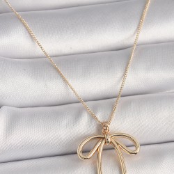 Pirinç Gold Renk Kurdele Model Kadın Kolye