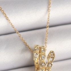 316L Çelik Gold Renk Zirkon Taşlı Yılan Model Kadın Kolye