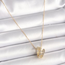 316L Çelik Gold Renk Zirkon Taşlı Yılan Model Kadın Kolye