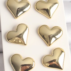 Gold Renk 3'Lü Kalp Model CCB Plastik Kadın Küpe Seti