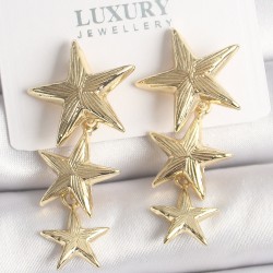 Pirinç Gold Renk Sallantı Yıldız Model Kadın Küpe