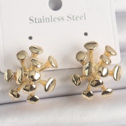 Pirinç Gold Renk Petek Model Kadın Küpe
