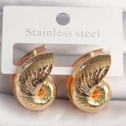 Pirinç Gold Renk Salyangoz Kabuğu Model Kadın Küpe