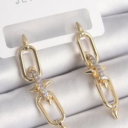 Pirinç Gold Renk Zirkon Taşlı Tiffany Model Kadın Küpe