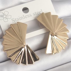 Pirinç Gold Renl İşlemeli Yelpaze Model Kadın Küpe