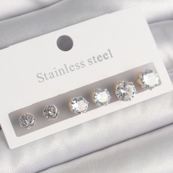 316L Çelik Gold Renk Zirkon Taşlı Kadın Küpe Seti