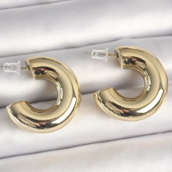 Pirinç Gold Renk Yarım Halka Model CCB Kadın Küpe