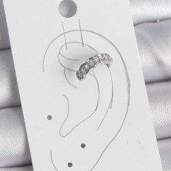 Pirinç Gümüş Renk Zirkon Taşlı Kıkırdak Model Kadın Küpe