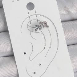 Pirinç Gümüş Renk Zirkon Taşlı Yaprak Model Kıkırdak Kadın Küpe