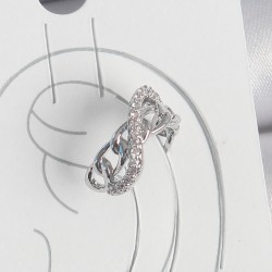 Pirinç Gümüş Renk Zirkon Taşlı Zincir Sonsuzluk Model Kadın Kıkırdak Küpe