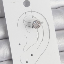 Pirinç Gümüş Renk Zirkon Taşlı Kadın Kıkırdak Model Küpe
