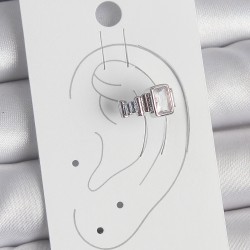 Pirinç Gümüş Renk Kare Zirkon Taşlı Kadın Kıkırdak Model Küpe