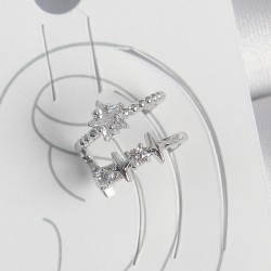 Pirinç Gümüş Renk Zirkon Taşlı Yıldız Model Kadın Kıkırdak Küpe