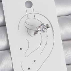 Pirinç Gümüş Renk Zirkon Taşlı Yıldız Model Kadın Kıkırdak Küpe