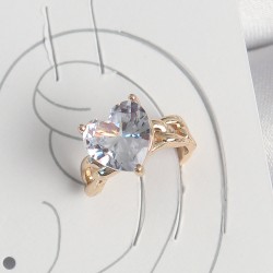 Pirinç Gold Renk Zirkon Taşlı Kalp Model Kadın Kıkırdak Küpe