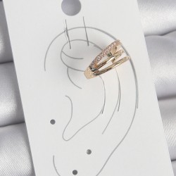 Pirinç Gold Renk Zirkon Taşlı 3'Lü Sıralı Model Kadın Kıkırdak Küpe