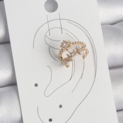 Pirinç Gold Renk Zirkon Taşlı Yıldız Model Kadın Kıkırdak Küpe