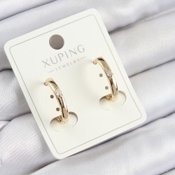 Xuping Zirkon Taşlı Oval Model Gold Renk Kadın Küpe