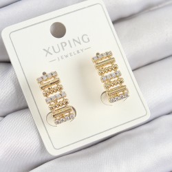 Xuping Zirkon Taşlı Dikdörtgen Model Gold Renk Kadın Küpe