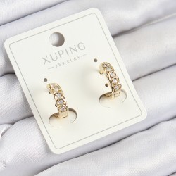 Xuping Zirkon Taşlı Ardışık Model Gold Renk Kadın Küpe