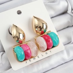 Pirinç Karışık Renk Vintage Model Kadın Küpe