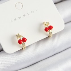 Pirinç Kiraz Model Gold Renk Çocuk Küpe