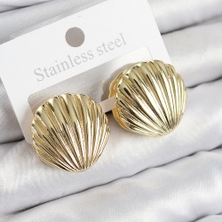 Pirinç İstiridye Model Gold Renk Kadın Küpe