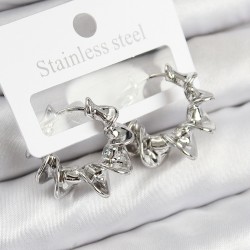 Pirinç Kıvrımlı Halka Model Gümüş Renk Kadın Küpe