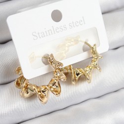 Pirinç Kıvrımlı Halka Model Gold Renk Kadın Küpe