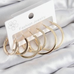 Pirinç Halka Model Gold Renk Kadın Set Küpe