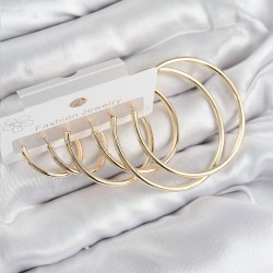 Pirinç Halka Model Gold Renk Kadın Set Küpe