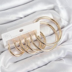Pirinç Halka Model Gold Renk Kadın Set Küpe