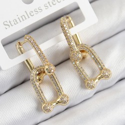 Pirinç Zirkon Taşlı Tifany Model Gold Renk Kadın Küpe
