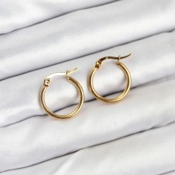 316L Çelik Gold Renk 15 mm Halka Kadın Küpe