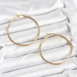 316L Çelik Gold Renk 45 mm Halka Kadın Küpe