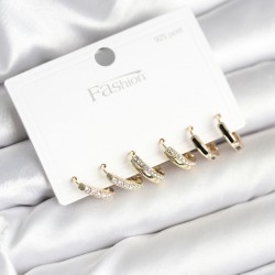 Pirinç Gold Renk 925 Ayar Gümüş Çivi Kadın Küpe Seti