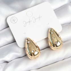 Damla Model Pirinç Gold Renk Kadın Küpe