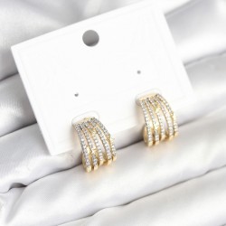 Kaburga Model Zirkon Taşlı Pirinç Kadın Küpe